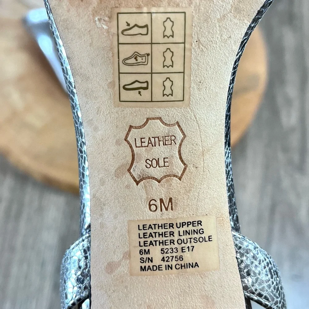 *Tory Burch | Elana Leather Silver Heeled Sandals With Ankle Straps Size 6